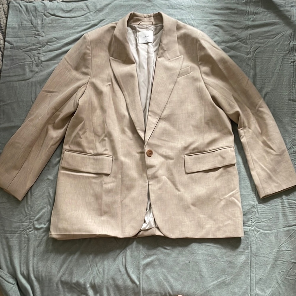 Aritzia Wilfred Generation Blazer Heather Oatmeal 2xl Gem